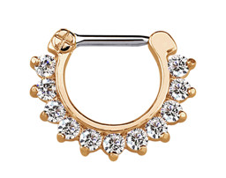 Zeige Details für Septum Clicker Nasenpiercing Rose Gold, 11 klare Steine Bild von Septum Clicker Nasenpiercing Rose Gold, 11 klare Steine