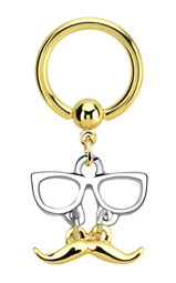 Zeige Details für Intim Piercing Ring PVD Gold 1,6 mm Anhänger mit Brille und Bart Bild von Intim Piercing Ring PVD Gold 1,6 mm Anhänger mit Brille und Bart