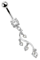 Zeige Details für Bauchnabel Piercing Banane Stahl, 7 mm Stein, Anhänger mit Rebe  Bild von Bauchnabel Piercing Banane Stahl, 7 mm Stein, Anhänger mit Rebe