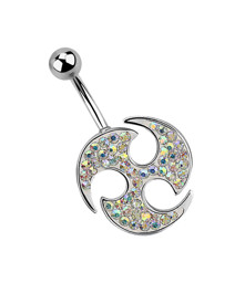 Zeige Details für Bauchnabelpiercing 316l Stahl Banane, Triskele mit Ferido Kristallen Bild von Bauchnabelpiercing 316l Stahl Banane, Triskele mit Ferido Kristallen