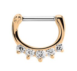 Zeige Details für Septum Clicker Nasenpiercing Rose Gold mit 5 Steine Bild von Septum Clicker Nasenpiercing Rose Gold mit 5 Steine
