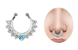Zeige Details für Nasenpiercing Fake Ring Septum Silber mit 11 Steinen, 1,0 x 10 mm Bild von Nasenpiercing Fake Ring Septum Silber mit 11 Steinen, 1,0 x 10 mm