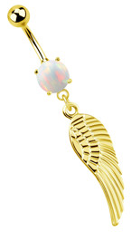 Zeige Details für Bauchnabelpiercing Banane Stahl Gold, 7 mm Opal, Anhänger mit Flügel Bild von Bauchnabelpiercing Banane Stahl Gold, 7 mm Opal, Anhänger mit Flügel