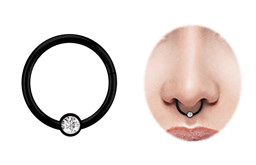 Zeige Details für Piercing Ring BCR, Clicker Stahl schwarz mit 3 mm Steinkugel in 1,2 mm Bild von Piercing Ring BCR, Clicker Stahl schwarz mit 3 mm Steinkugel in 1,2 mm