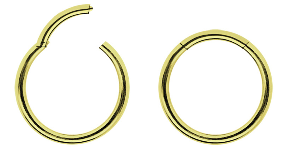 Bild von Piercing Ring Smooth Segment Clicker Stahl PVD Gold 0,8 mm