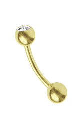 Zeige Details für Piercing Mini Banane Stahl hartvergoldet in 1,2 mm + Steinkugel Bild von Piercing Mini Banane Stahl hartvergoldet in 1,2 mm + Steinkugel