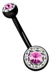 Zeige Details für Piercing Banane Stahl PVD schwarz mit Multistrasskugeln Bild von Piercing Banane Stahl PVD schwarz mit Multistrasskugeln