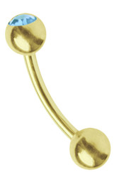 Bild von Piercing Banane Stahl hartvergoldet in 1,6 mm + Steinkugel