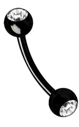 Zeige Details für Piercing Banane Stahl 316L schwarz mit 2 Steinkugeln, 1,6 mm Bild von Piercing Banane Stahl 316L schwarz mit 2 Steinkugeln, 1,6 mm