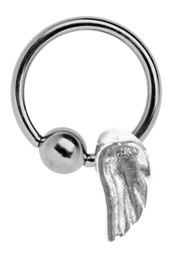 Zeige Details für Brustpiercing Schmuck 316l Stahl Ring BCR mit Flügel Anhänger Bild von Brustpiercing Schmuck 316l Stahl Ring BCR mit Flügel Anhänger