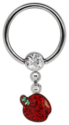 Zeige Details für Intim Piercing Ring Stahl 5 mm Kugel mit Kette + Apfel mit Steinen Bild von Intim Piercing Ring Stahl 5 mm Kugel mit Kette + Apfel mit Steinen