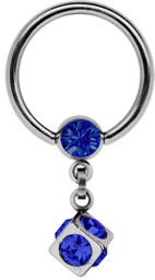 Zeige Details für Intimpiercing Ring Stahl mit Kette + Würfel 5, 5 mm Kugel + Steine  Bild von Intimpiercing Ring Stahl mit Kette + Würfel 5, 5 mm Kugel + Steine