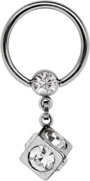 Zeige Details für Intimpiercing Ring Stahl mit Kette + Würfel 8, 5 mm Kugel + Steine  Bild von Intimpiercing Ring Stahl mit Kette + Würfel 8, 5 mm Kugel + Steine