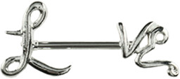 Zeige Details für Brust Piercing Schmuck Love aus Pewter mit Stab Bild von Brust Piercing Schmuck Love aus Pewter mit Stab