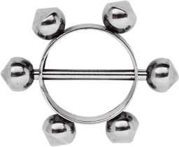 Zeige Details für Brustpiercing Schmuck Stahl Schild mit 6 Rund-Kegel und Titanstab Bild von Brustpiercing Schmuck Stahl Schild mit 6 Rund-Kegel und Titanstab