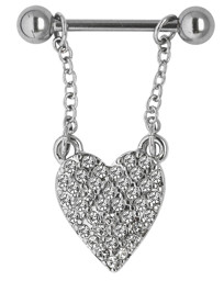 Zeige Details für Brustpiercing Gliederkette mit Herz und vielen klaren Steinen Bild von Brustpiercing Gliederkette mit Herz und vielen klaren Steinen