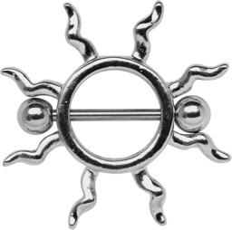 Bild von Brustpiercing Schmuck Schild Tribal Sonne mit Stab in 1,6 mm