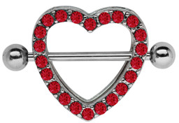 Zeige Details für Brust Piercing Schmuck Schild Herz mit Steinen, Nippel Schild Bild von Brust Piercing Schmuck Schild Herz mit Steinen, Nippel Schild