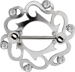 Zeige Details für Brustwarzenpiercing Schmuck Pewter Schild mit 6 Steinen Bild von Brustwarzenpiercing Schmuck Pewter Schild mit 6 Steinen