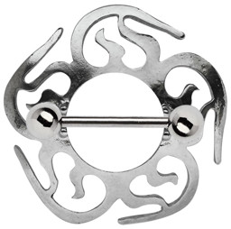 Bild von Brustwarzen Piercing Pewter Schild Sichel mit Stab