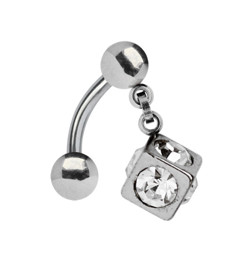 Zeige Details für Bauchnabelpiercing Banane 1,2 mm + Stein Würfel-Anhänger 6 mm Bild von Bauchnabelpiercing Banane 1,2 mm + Stein Würfel-Anhänger 6 mm