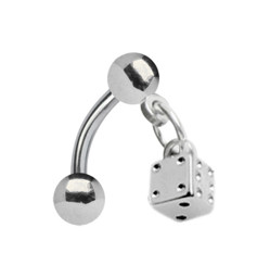 Zeige Details für Intim Piercing Schmuck Banane in 1,2 mm + Würfelanhänger Bild von Intim Piercing Schmuck Banane in 1,2 mm + Würfelanhänger
