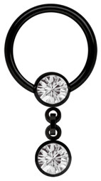 Zeige Details für Intimpiercing Ring Stahl schwarz mit Kette und 6 mm Kugeln, Steine Bild von Intimpiercing Ring Stahl schwarz mit Kette und 6 mm Kugeln, Steine