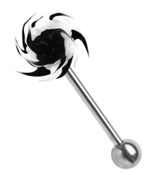 Zeige Details für Piercing Schmuck Zungenstab 316l Stahl mit Wirbel aus Silikon Bild von Piercing Schmuck Zungenstab 316l Stahl mit Wirbel aus Silikon