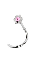 Zeige Details für Piercing Stahl Nasenstecker Blume mit Stein, Stab 0,8 mm + Spirale Bild von Piercing Stahl Nasenstecker Blume mit Stein, Stab 0,8 mm + Spirale