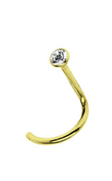 Zeige Details für Piercing Stahl Nasenstecker mit Stein, vergoldet + 0,8 mm Spirale Bild von Piercing Stahl Nasenstecker mit Stein, vergoldet + 0,8 mm Spirale