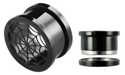 Zeige Details für Ohrpiercing Schmuck Tunnel mit Spinnennetz, schwarz in 6-16 mm Bild von Ohrpiercing Schmuck Tunnel mit Spinnennetz, schwarz in 6-16 mm