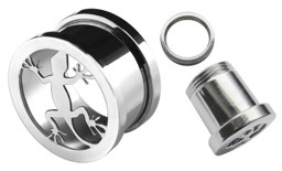 Zeige Details für Ohrpiercing Schmuck Stahl Flesh Tunnel in 8-16 mm mit Echse Bild von Ohrpiercing Schmuck Stahl Flesh Tunnel in 8-16 mm mit Echse