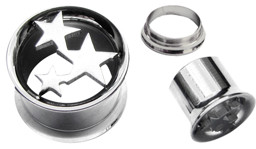 Zeige Details für Ohr Piercing Schmuck Stahl Flesh Tunnel in 8-14 mm mit 3 Sternen Bild von Ohr Piercing Schmuck Stahl Flesh Tunnel in 8-14 mm mit 3 Sternen