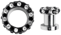 Zeige Details für Ohrpiercing Schmuck Stahl Flesh Tunnel mit doppel Steinkranz Bild von Ohrpiercing Schmuck Stahl Flesh Tunnel mit doppel Steinkranz