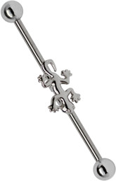 Zeige Details für Industrial Piercing Stahl 316L Stab mit Salamander, Ohrpiercing Bild von Industrial Piercing Stahl 316L Stab mit Salamander, Ohrpiercing