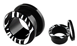 Zeige Details für Ohr Piercing Schmuck Acryl Tunnel schwarz mit Zebrastreifen Bild von Ohr Piercing Schmuck Acryl Tunnel schwarz mit Zebrastreifen