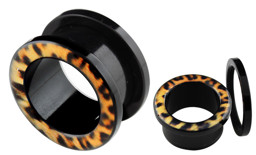 Zeige Details für Ohrpiercing Schmuck Acryl Tunnel schwarz mit getigertem Kranz Bild von Ohrpiercing Schmuck Acryl Tunnel schwarz mit getigertem Kranz
