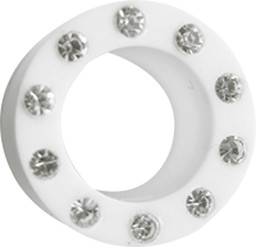 Zeige Details für Ohrpiercing Acryl Tunnel in weiß mit Steinkranz klar Bild von Ohrpiercing Acryl Tunnel in weiß mit Steinkranz klar