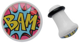 Zeige Details für Ohrpiercing Schmuck Acryl Plug mit BAM Motiv  in 4-22 mm Bild von Ohrpiercing Schmuck Acryl Plug mit BAM Motiv  in 4-22 mm