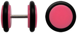 Bild von Acryl Ohrpiercing Schmuck Fake Plug, rosa + 1,2 mm Stab