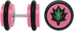 Bild von Acryl Ohr Piercing Schmuck Fake Plug, Hanfblatt + Stab in 1,2 mm