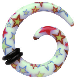 Zeige Details für Ohrpiercing Dehn Spirale aus Acryl in 3-5 mm mit bunten Sternen Bild von Ohrpiercing Dehn Spirale aus Acryl in 3-5 mm mit bunten Sternen