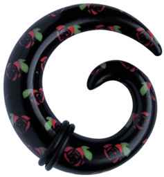Zeige Details für Ohrpiercing Dehn Spirale aus Acryl in 3-10 mm, schwarz mit Rosen Bild von Ohrpiercing Dehn Spirale aus Acryl in 3-10 mm, schwarz mit Rosen
