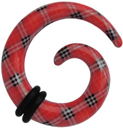 Zeige Details für Ohr Piercing Schmuck Dehn Spirale aus Acryl, rot kariert Bild von Ohr Piercing Schmuck Dehn Spirale aus Acryl, rot kariert
