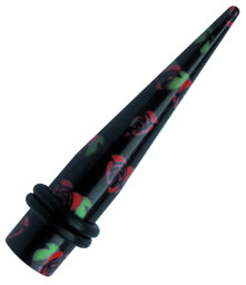 Zeige Details für Ohrpiercing Dehn Spitze aus Acryl in 3-8 mm, schwarz mit Rosen Bild von Ohrpiercing Dehn Spitze aus Acryl in 3-8 mm, schwarz mit Rosen