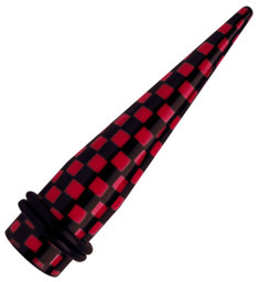 Zeige Details für Ohr Piercing Dehn Spitze aus Acryl mit Schachbrettmuster in rot Bild von Ohr Piercing Dehn Spitze aus Acryl mit Schachbrettmuster in rot