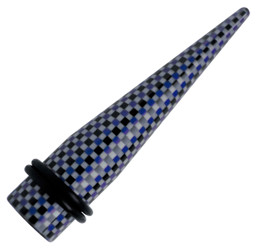 Zeige Details für Ohrpiercing Dehn Spitze aus Acryl in 11 mm Ø, blau kariert Bild von Ohrpiercing Dehn Spitze aus Acryl in 11 mm Ø, blau kariert
