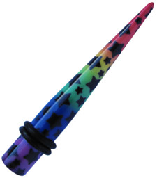Zeige Details für Ohr Piercing Dehn Spitze aus Acryl in 6 mm Ø, bunt mit Sternen Bild von Ohr Piercing Dehn Spitze aus Acryl in 6 mm Ø, bunt mit Sternen