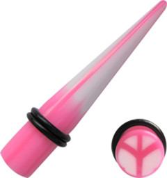 Zeige Details für Dehn Piercing Spitze aus Acryl + Peacezeichen in rosa Bild von Dehn Piercing Spitze aus Acryl + Peacezeichen in rosa