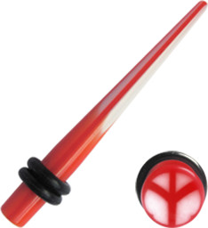 Zeige Details für Dehn Piercing Spitze aus Acryl + Peacezeichen in rot Bild von Dehn Piercing Spitze aus Acryl + Peacezeichen in rot